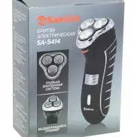 Электробритва Sakura SA-5414BK, АКБ, сеточная, 3 плавающие головки, триммер, чёрная