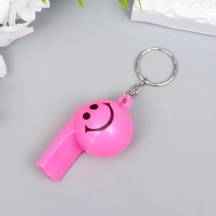 Свисток пластик на кольце "Смайл", МИКС