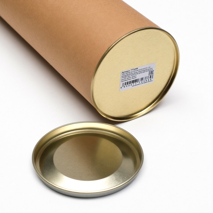 Тубус 92х340 мм (320 мм внутр. высота), под бутылку/футболку, картон, металлическая крышка Тубус 92х340 мм (320 мм внутр. высота), под бутылку/футболку, картон, металлическая крышка