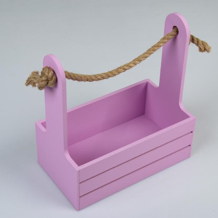 Набор кашпо деревянных 2 в 1 (25×15×30; 21×12×23 см) Набор кашпо деревянных 2 в 1 (25×15×30; 21×12×23 см) "Dear", ручка канат, сирень