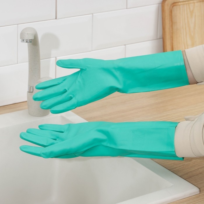 Перчатки хозяйственные Доляна, размер L, особопрочные, ХБ напыление, неопреновые