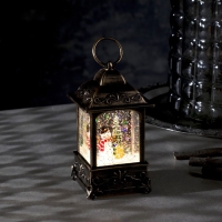 Светодиодная фигура &laquo;Фонарь со снеговиком&raquo; 7.5 &times; 13.5 &times; 7.5 см, пластик, блёстки, батарейки АААх3 (не в комплекте), свечение тёплое белое