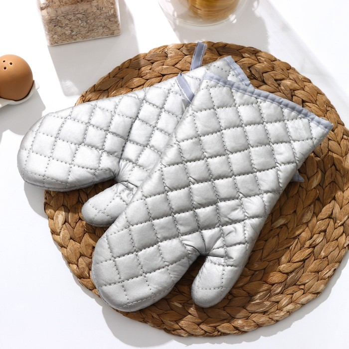 Набор прихваток &laquo;Профи&raquo;, 2 шт, 30&times;16&times;2 см, цвет серый