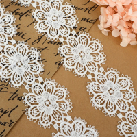 Кружево гипюровое, 55 мм &times; 9 &plusmn; 0,5 м, цвет белый