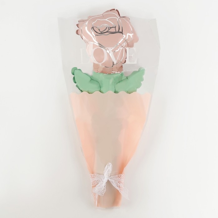 Шар фольгированный 12" &laquo;Розовая роза на палочке&raquo;, мини букет