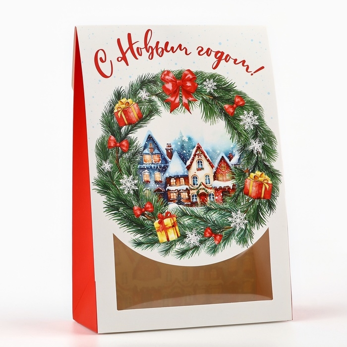 Коробка подарочная новогодняя складная &laquo;Снежный город&raquo;, 15 х 7 х 22 см, Новый год
