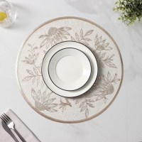 Салфетки сервировочные на стол Доляна &laquo;Ботаника&raquo;, 2 шт, d=38 см, цвет бежевый