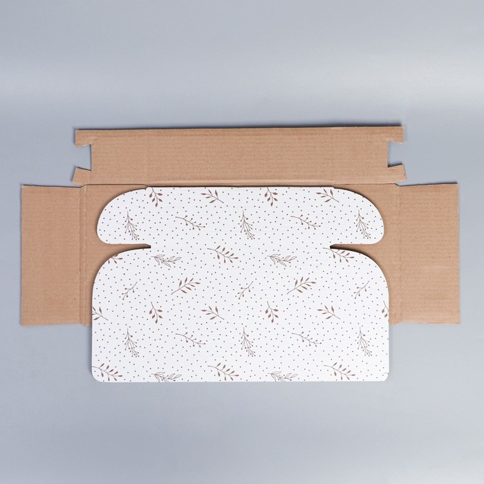 Коробка подарочная сборная, упаковка, &laquo;Веточки&raquo;, белый, 27 х 21 х 9 см