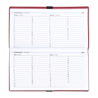 Еженедельник датир 2025г 175х95мм мягк обл иск кож 64л ESCALADA, бл тис, бл 70 г/м&sup2;,красный