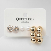 Серьги набор 3 пары &laquo;Топ&raquo; бьюти, цвет белый в золоте