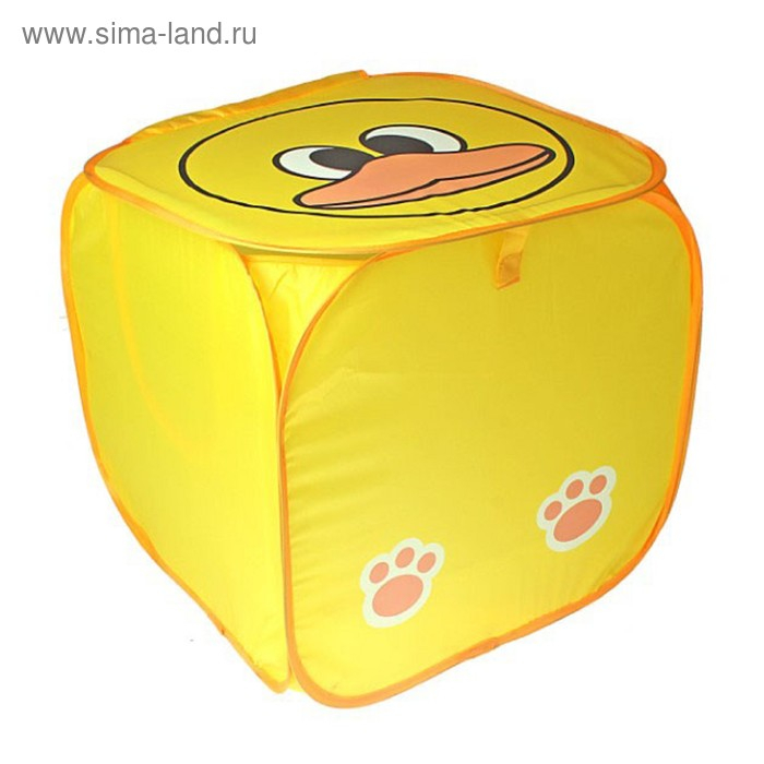 Корзина для игрушек &laquo;Утёнок&raquo; с ручками и крышкой, жёлтая