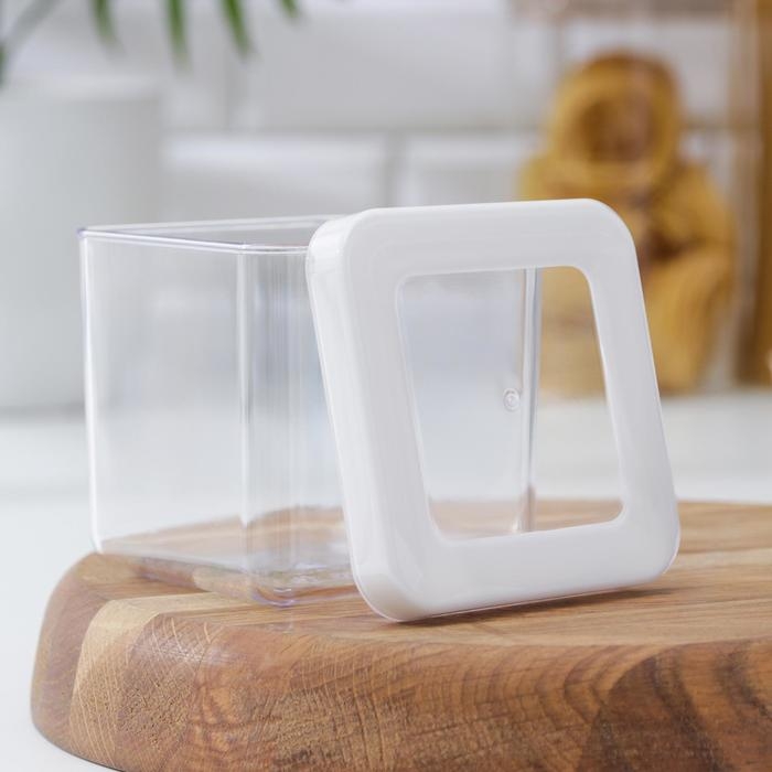 Контейнер для сыпучих продуктов &laquo;Степ&raquo;, 650 мл, 10&times;10&times;9,5, цвет белый