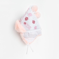 Шапка для девочки, цвет белый/светло-розовый, размер 48 Шапка для девочки, цвет белый/светло-розовый, размер 48