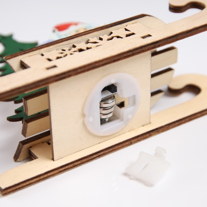 Светодиодная фигура &laquo;Сани с Дедом Морозом&raquo; 15.5 &times; 12 &times; 5.5 см, дерево, батарейки LR1130х3 (в комплекте), свечение тёплое белое