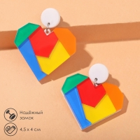 Серьги пластик &laquo;Сердечки&raquo; кусочки, цветные