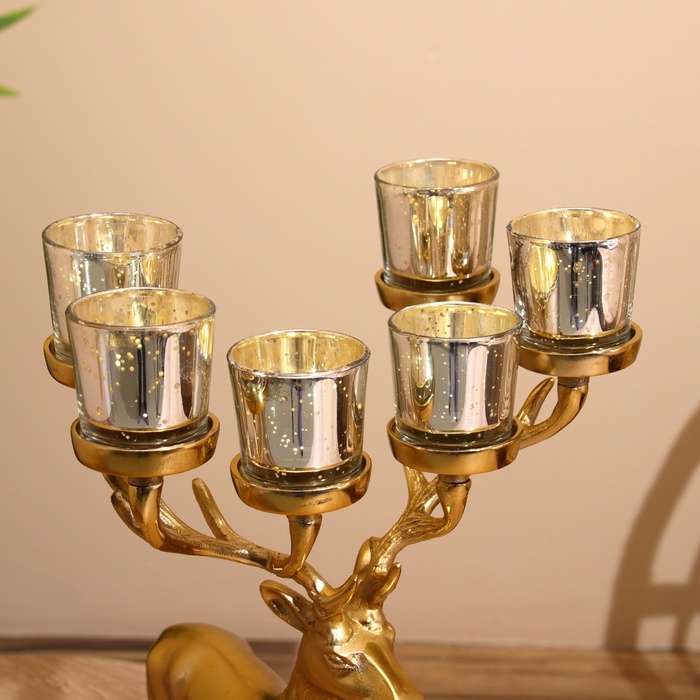 Подсвечник на 6 свечей Подсвечник на 6 свечей "Олень" алюминий 23х28х41 см