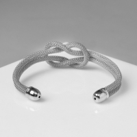 Браслет металл &laquo;Жгут&raquo; 2 нити, узел, цвет серебро