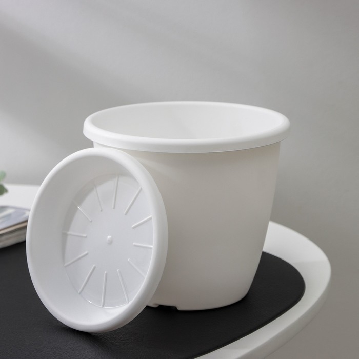 Горшок для цветов с поддоном «Афина», 1,1 л, пластиковый, цвет белый Горшок для цветов с поддоном «Афина», 1,1 л, пластиковый, цвет белый