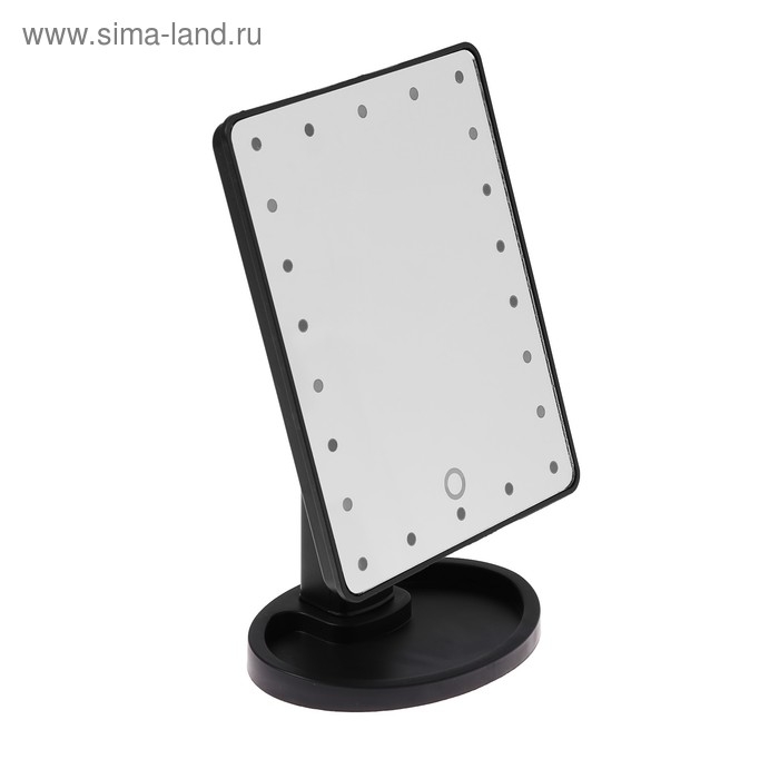 Зеркало Luazon KZ-06, подсветка, 26.5&times;16&times;12 см, 4хАА, 22 диода, сенсорная кнопка, черное