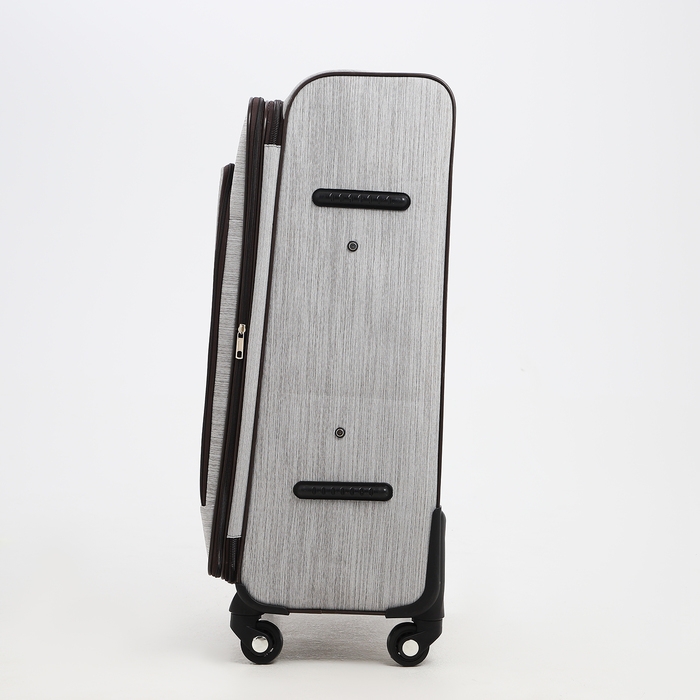 Чемодан большой 95 л (L), отдел на молнии, с расширением, кодовый замок, 4 колеса, наружный карман, цвет серый