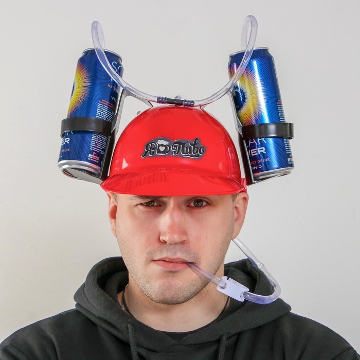 Каска с отверстиями под банки «Я люблю пиво» Каска с отверстиями под банки «Я люблю пиво»