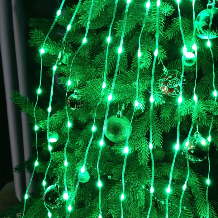 Умная гирлянда &laquo;Конский хвост&raquo; 10 нитей по 1 м роса, IP20, серебристая нить, 100 LED, пульт ДУ, приложение, свечение RGB, USB