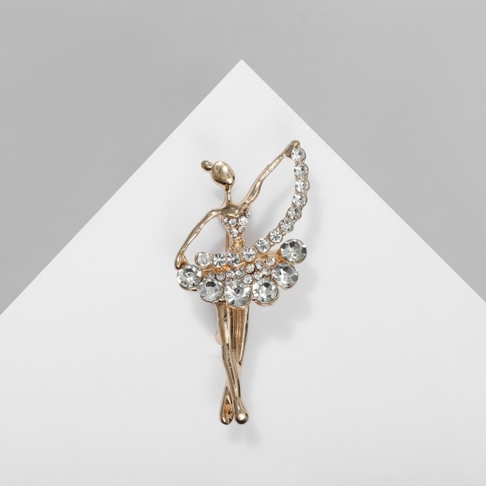 Брошь &laquo;Балерина&raquo; с лентой, цвет белый в золоте