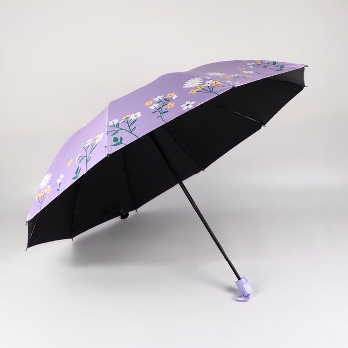 Зонт механический &laquo;Цветы&raquo;, 10 спиц, 4 сложения, R = 51/60 см, D = 120 см, цвет МИКС