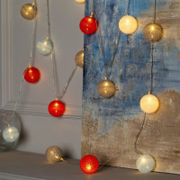 Гирлянда &laquo;Нить&raquo; 5 м с насадками &laquo;Клубки красно-голубые&raquo;, IP20, прозрачная нить, 20 LED, свечение тёплое белое, 220 В