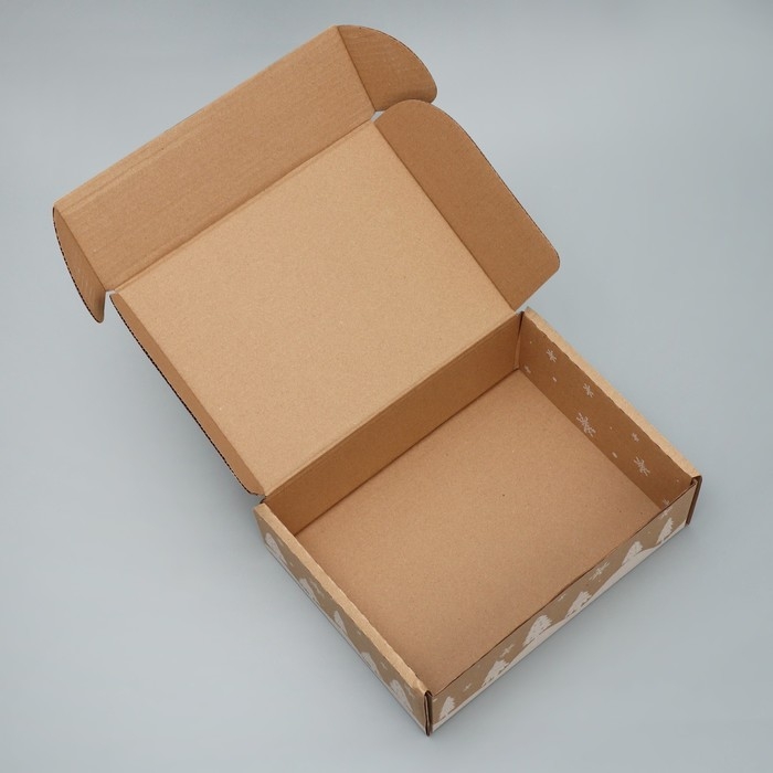 Коробка новогодняя складная «Снежный город», бурый, 27 х 21 х 9 см, Новый год Коробка новогодняя складная «Снежный город», бурый, 27 х 21 х 9 см, Новый год