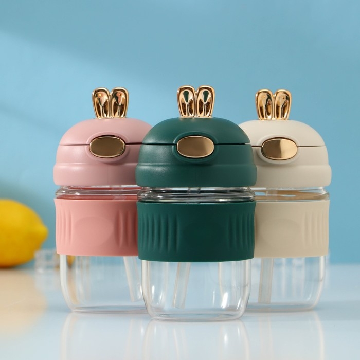 Бутылка для воды стеклянная «Ушки», 350 мл, 9,5×9×17 см, цвет МИКС Бутылка для воды стеклянная «Ушки», 350 мл, 9,5×9×17 см, цвет МИКС