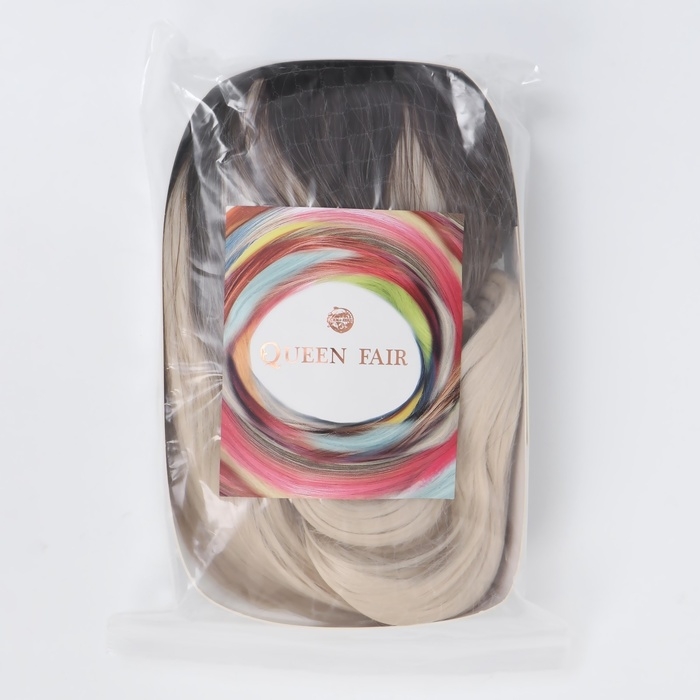 Парик искусственный, имитация кожи, 60 см, 160 гр, цвет омбре русый/блонд