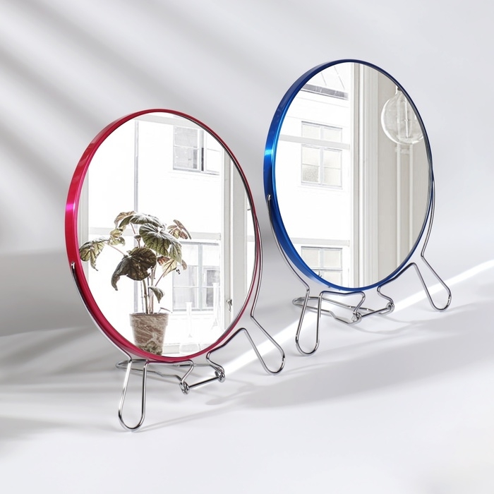 Зеркало настольное - подвесное «Круг», двустороннее, с увеличением, d зеркальной поверхности 18,5 см, цвет МИКС Зеркало настольное - подвесное «Круг», двустороннее, с увеличением, d зеркальной поверхности 18,5 см, цвет МИКС