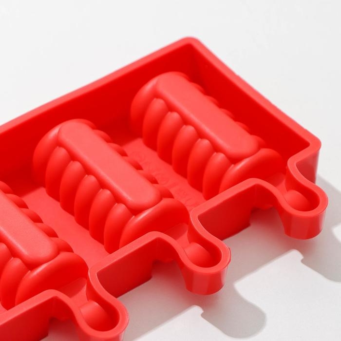 Форма для мороженого Доляна &laquo;Моника&raquo;, силикон, 19,5&times;11 см, 4 ячейки (6,7&times;3,2 см), цвет МИКС