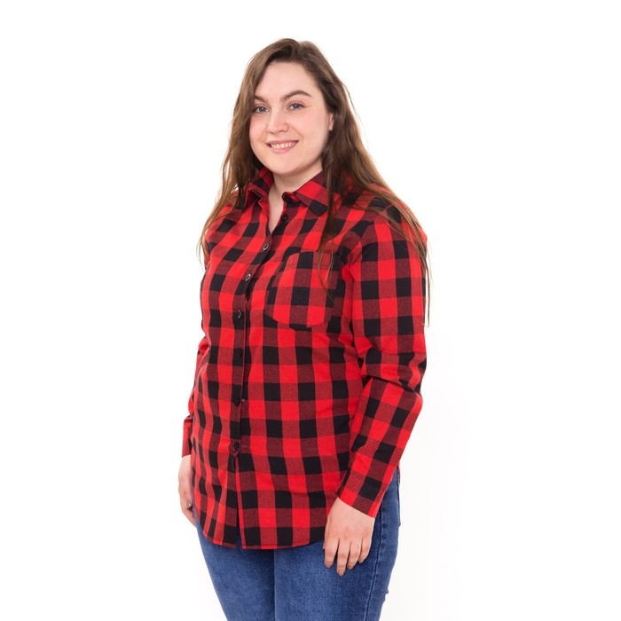 Рубашка женская, красно-черная клетка, размер 60