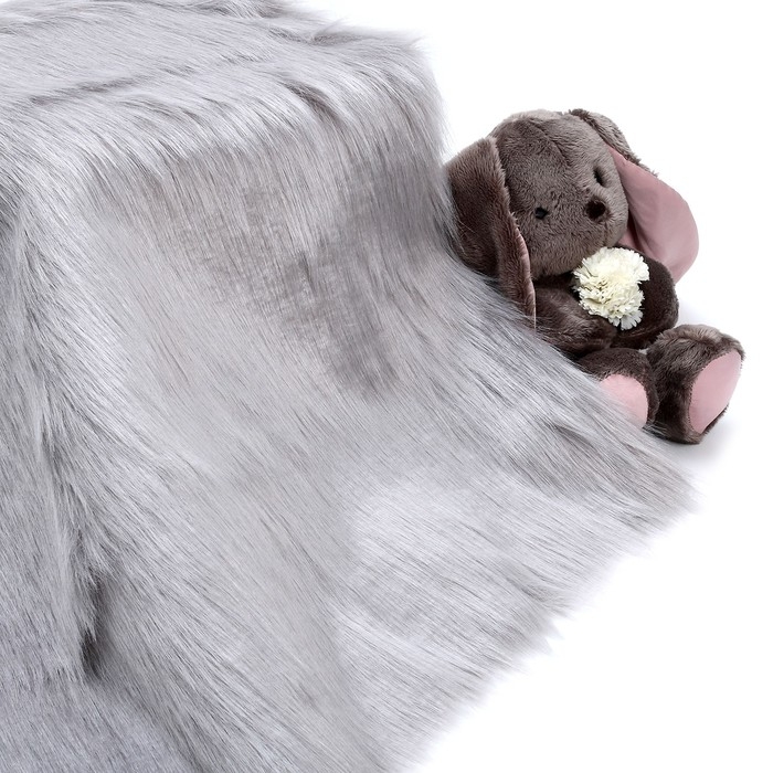 Лоскут для рукоделия, 50 &times; 50 см, мех длинноворсовый на трикотажной основе, цвет светло-серый