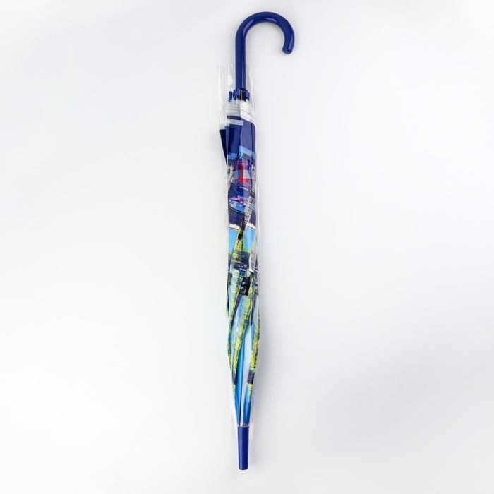 Зонт - трость полуавтоматический &laquo;Париж&raquo;, 8 спиц, R = 41/60 см, D = 120 см, рисунок МИКС