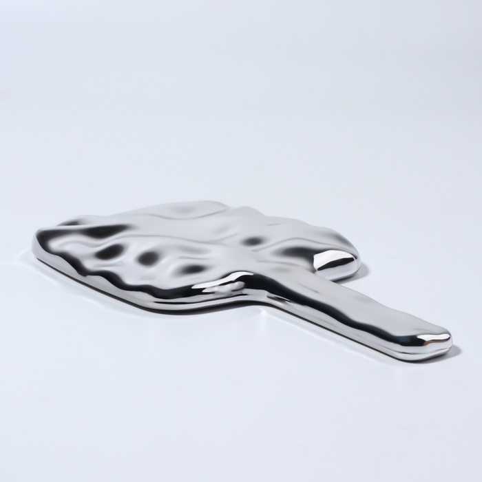 Зеркало с ручкой, зеркальная поверхность 8,5 &times; 8,5 см, цвет серебристый