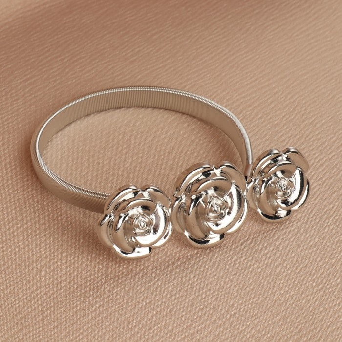 Подхват для штор &laquo;Розы&raquo;, 8,7 &times; 3,5 см, 23,5 см, цвет серебряный