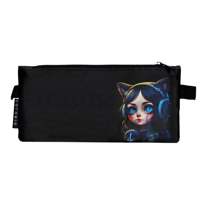 Пенал мягкий 1 отделение, 115 х 220 мм, плоский, Colorio, для девочки, черный