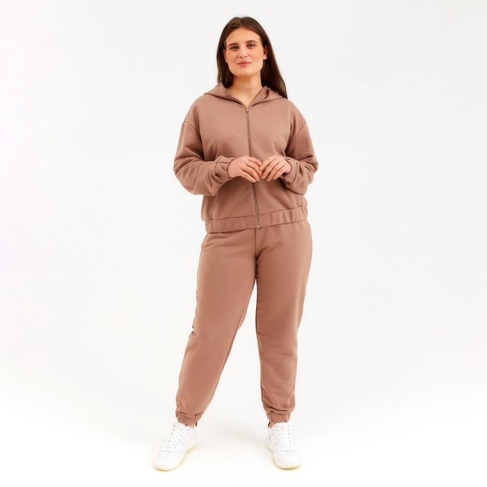 Костюм женский (толстовка, брюки) MINAKU: Casual collection цвет бежевый, размер 52 Костюм женский (толстовка, брюки) MINAKU: Casual collection цвет бежевый, размер 52