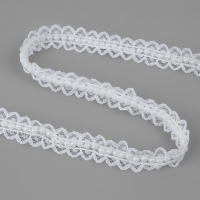 Рюш кружевной, с бусинами, 17 мм, 4,5 &plusmn; 0,5 м, цвет белый