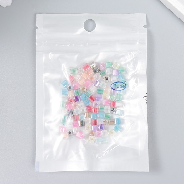 Бисер стекло 6/0 "Кубик. Полупрозрачный. Разноцветный" 10 гр