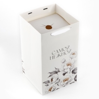 Переноска для цветов с вкладышем для фиксации, &laquo;Самой нежной&raquo;, белый, 35 х 20 х 20 см