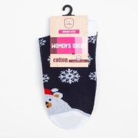 Носки женские &laquo;Мишка и снежинки&raquo; цвет синий, размер 23-25