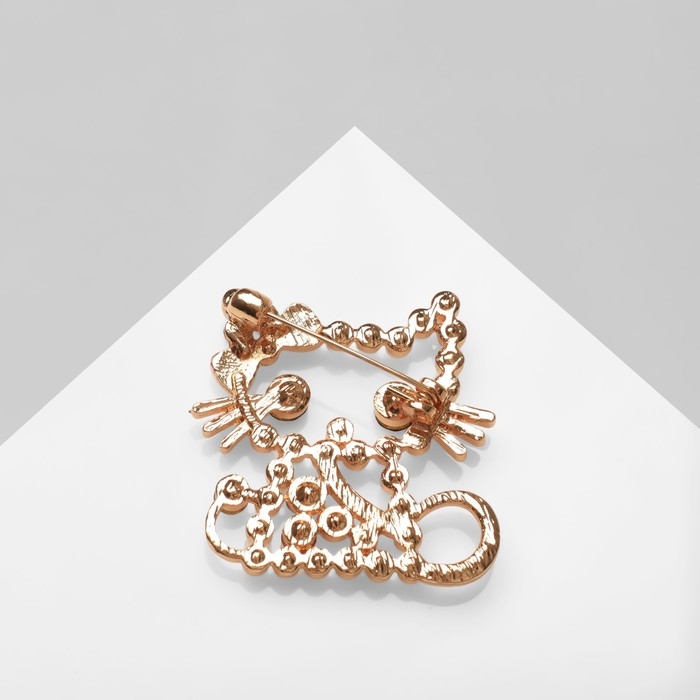 Брошь &laquo;Котёнок&raquo; из жемчуга, цветная в золоте