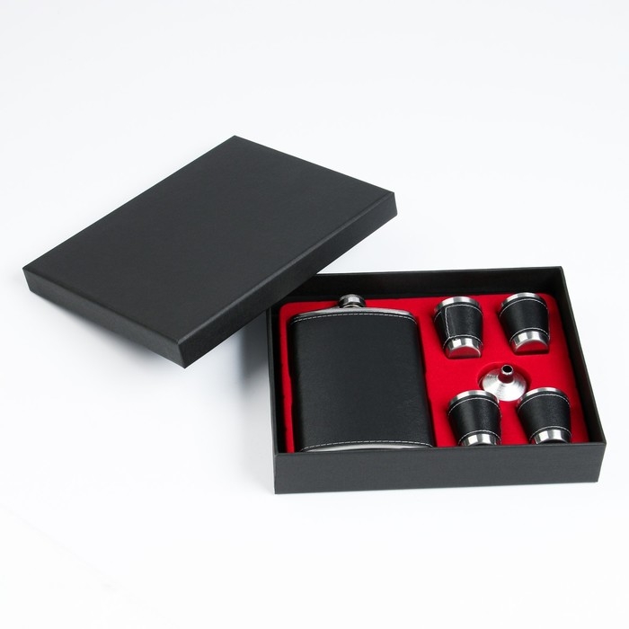 Подарочный набор 6 в 1 "Стиль": фляжка 270 мл + воронка, 4 рюмки