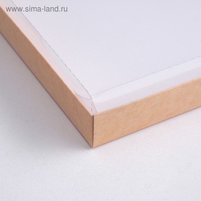 Коробка картонная с прозрачной крышкой, крафт, 26 х 21 х 3 см Коробка картонная с прозрачной крышкой, крафт, 26 х 21 х 3 см