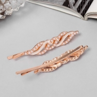 Невидимка для волос "Кэли" (набор 2 шт) нежность, 6 см, розовое золото Невидимка для волос "Кэли" (набор 2 шт) нежность, 6 см, розовое золото