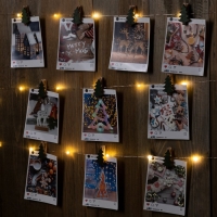 Гирлянда &laquo;Нить&raquo; 2 м роса с насадками &laquo;Прищепки-ёлочки&raquo;, IP20, серебристая нить, 20 LED, батарейки ААх2 (не в комплекте), свечение тёплое белое